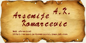 Arsenije Komarčević vizit kartica